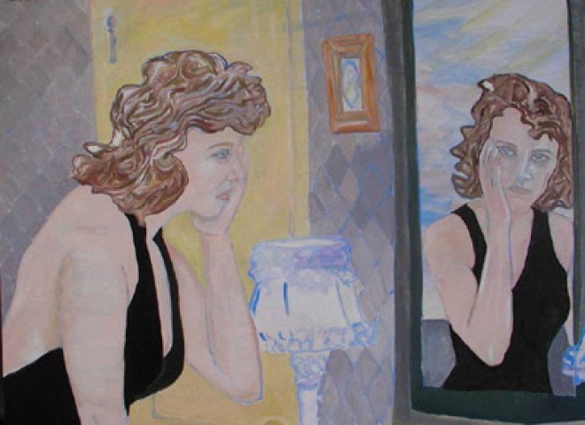 TRUDY — WHAT HAPPENED? WHAT DID I DO?  48” x 36” oil on canvas